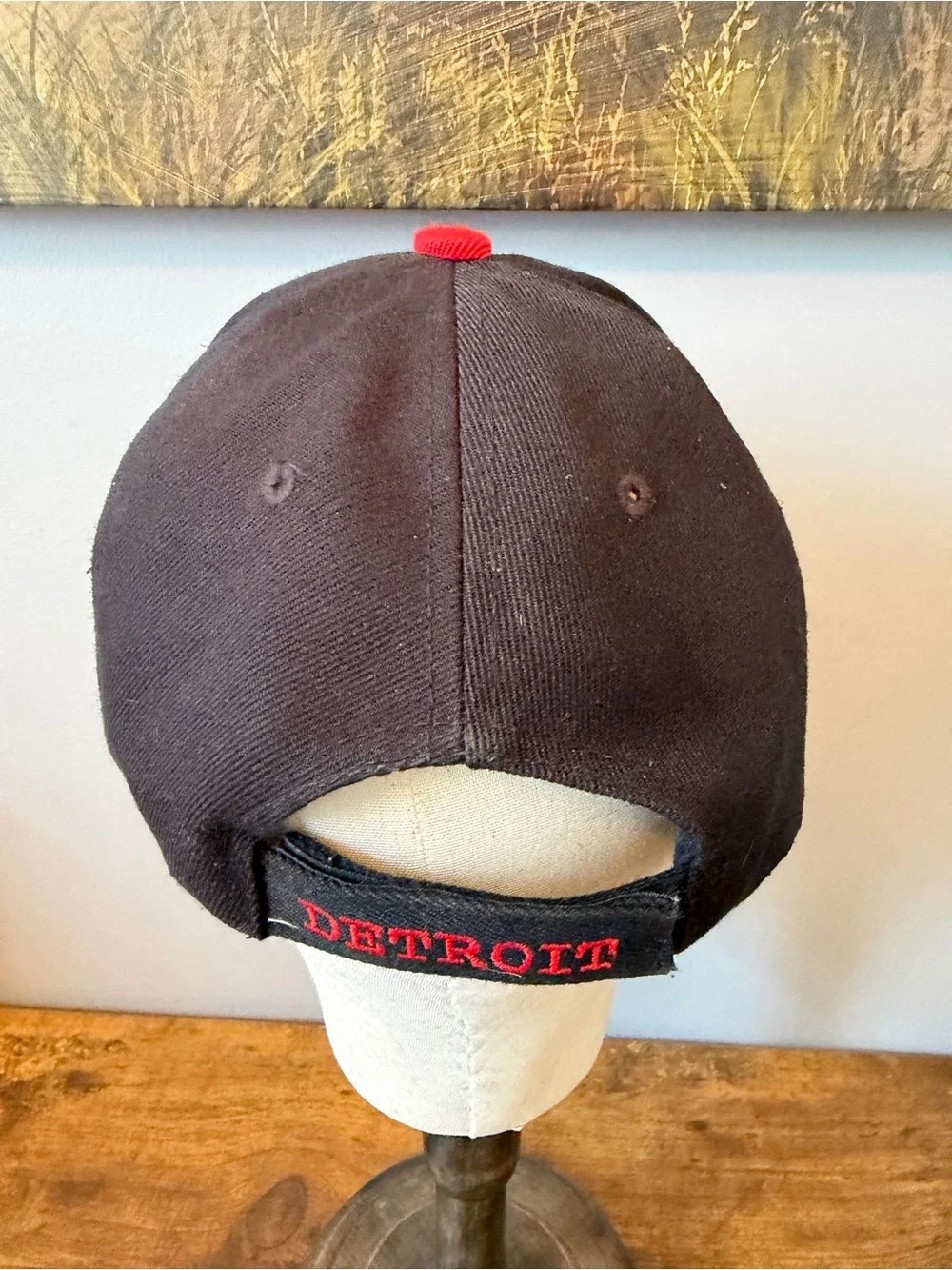 Detroit Tigers MLB Black Red Tiger Stripe Embroidered Bill Adjustable Hat Cap